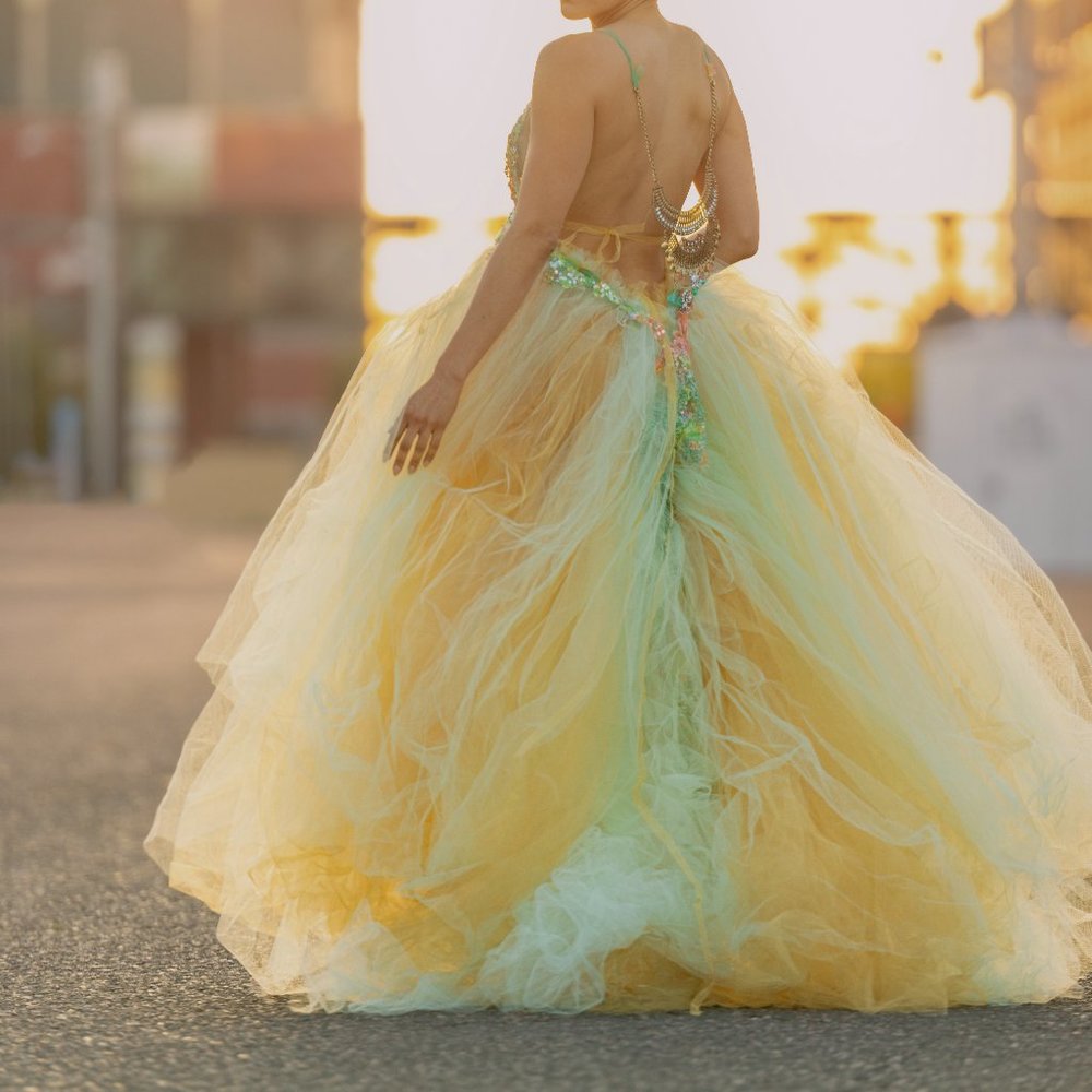 "CINDLE" Sequin Tie Dye Rainbow Wedding Ballgown Set - Picture 5 of 16